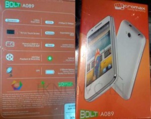Micromax A089 Bolt  surfaces online, Specs and Price