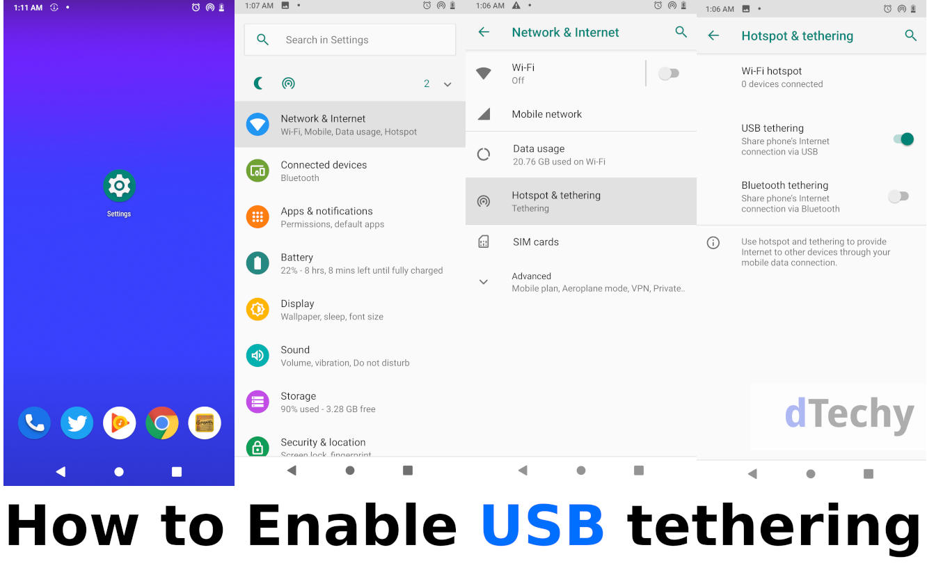 connect Mobile internet on Laptop with USB tethering